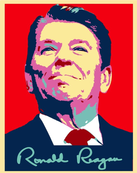 Pop art portrait of President Ronald Reagan